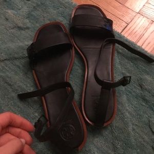 Tory Burch black leather ankle strap sandals